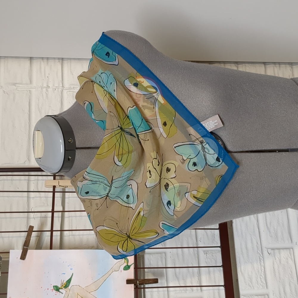 Echo 100% Silk Butterfly Scarf 21 Inches Square